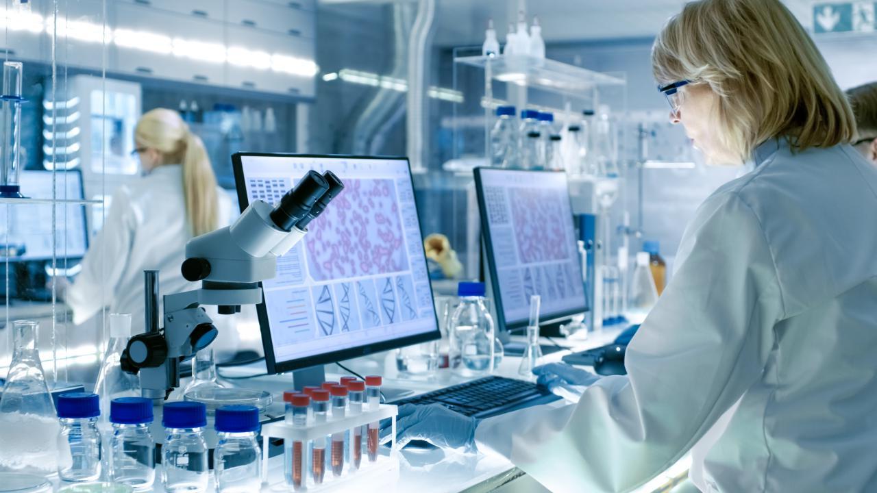 Scientist in medical lab